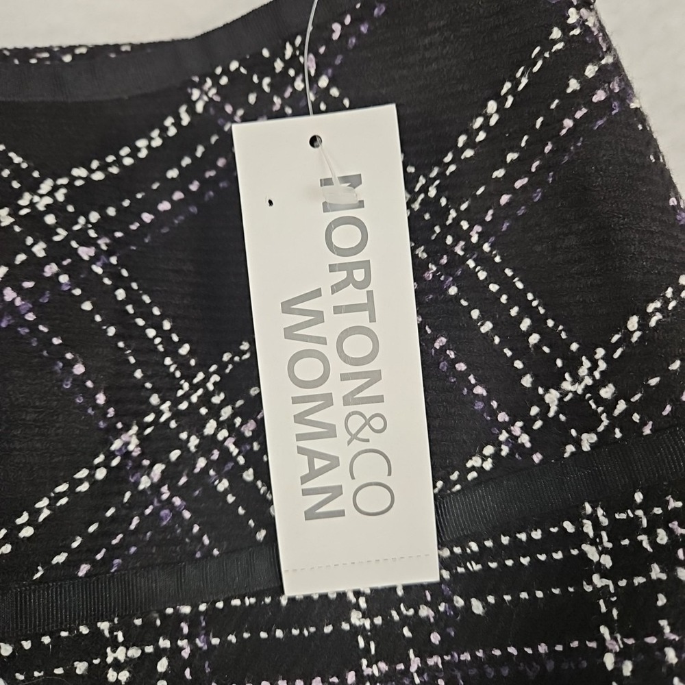 VTG 80s Norton & Co. Womens Skirt 16W Black Plaid Purple/White Lined Cosmopolita - Picture 2 of 9